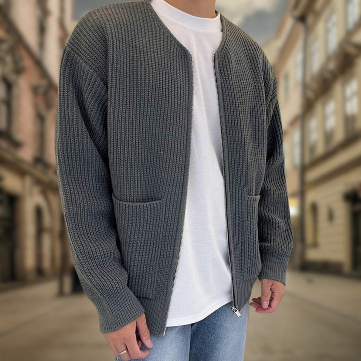 Henrik | Klassische Strickjacke mit Reißverschluss und Taschen