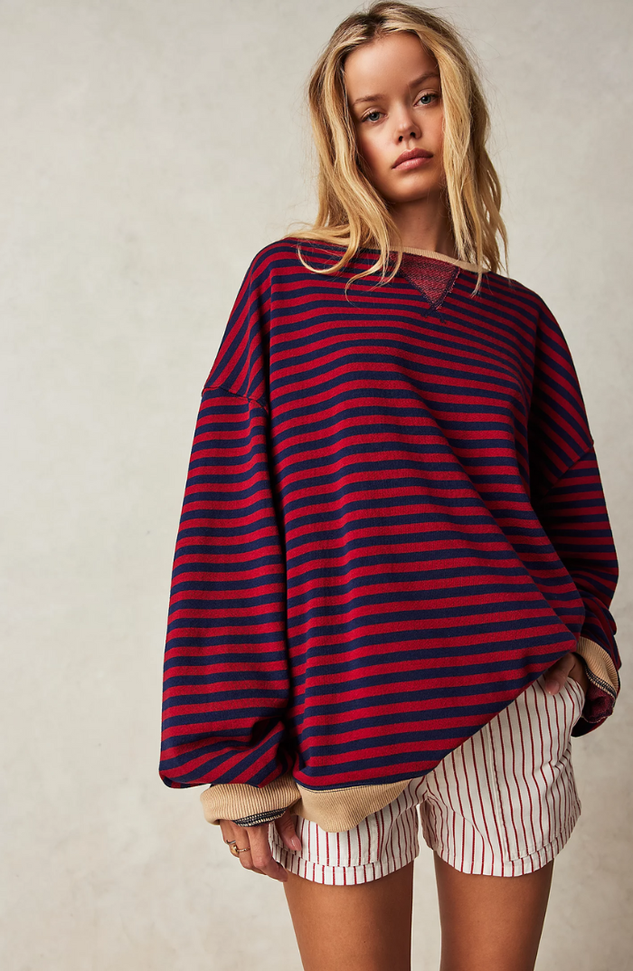 Briar™ | Lebhafter Gestreifter Oversize-Pullover mit Akzenten