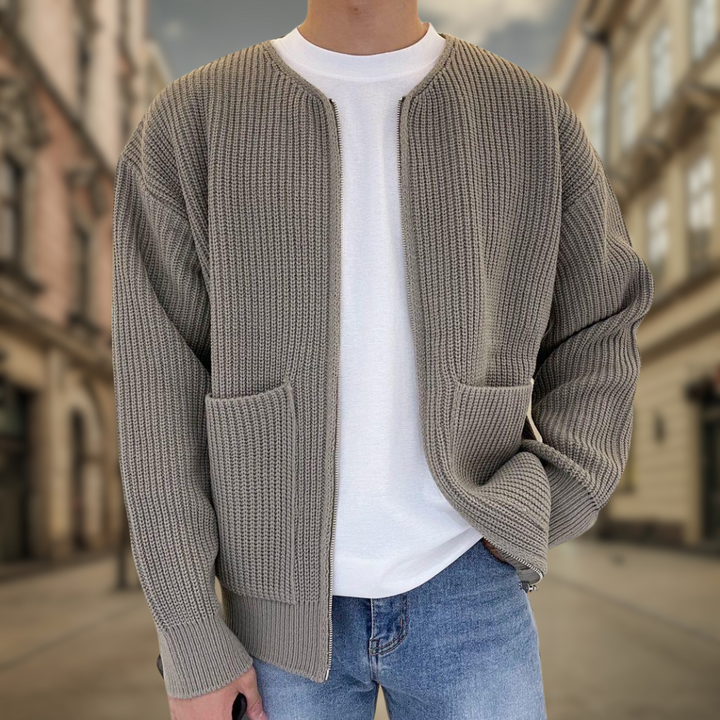 Henrik | Klassische Strickjacke mit Reißverschluss und Taschen