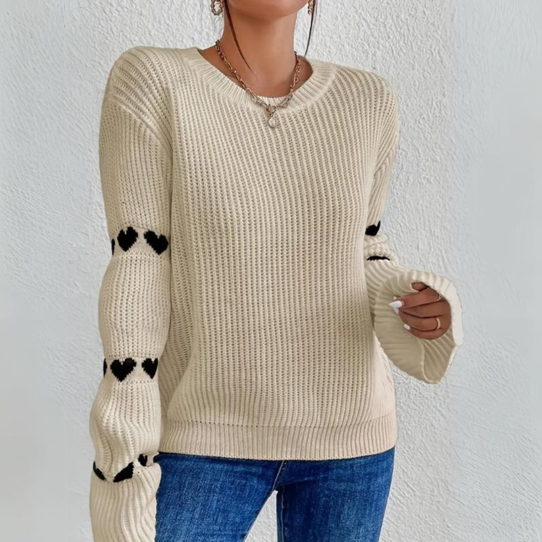 Mechthild™ | Gemütlicher Strickpullover mit Herzdetails an den Ärmeln