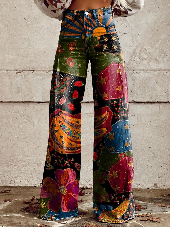 Bohemian Traumlandschaft Weitbein-Hose