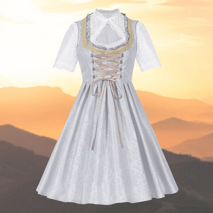 Katarina™ | Elegantes Spitzen-Dirndl mit Satinschürze und zarter Bluse