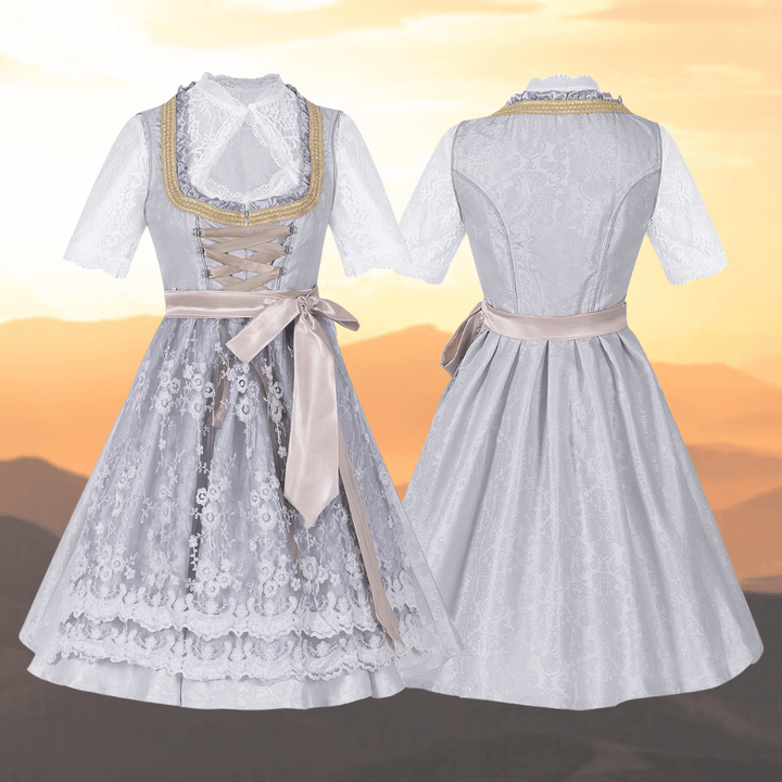 Katarina™ | Elegantes Spitzen-Dirndl mit Satinschürze und zarter Bluse