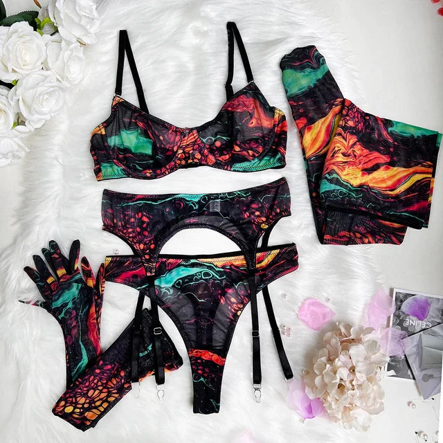 Silja™ | Künstlerisches Tie-Dye Mesh Dessous-Set