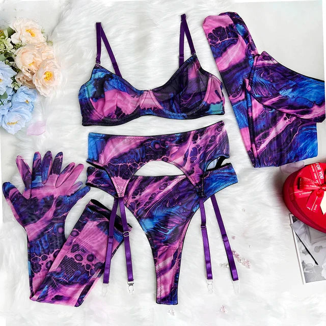 Silja™ | Künstlerisches Tie-Dye Mesh Dessous-Set