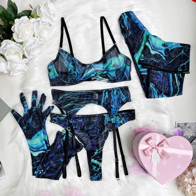 Silja™ | Künstlerisches Tie-Dye Mesh Dessous-Set