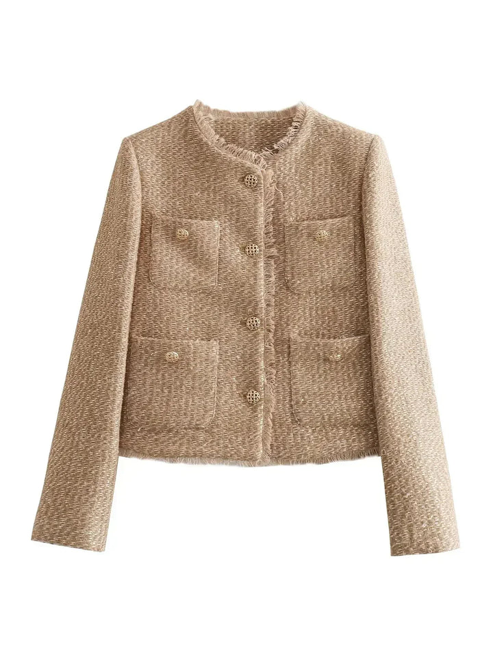 Messer™ | Strukturierte Tweed-Jacke mit Knopfleiste