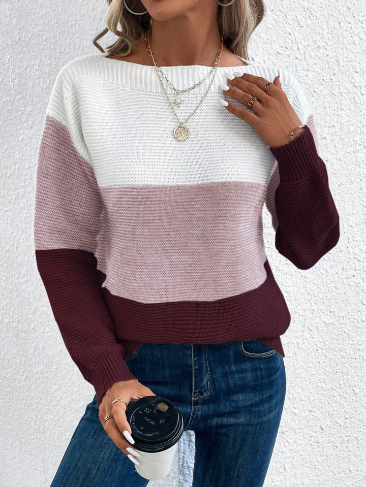 Meryem™ | Monochrome Blockstreifen Strickpullover