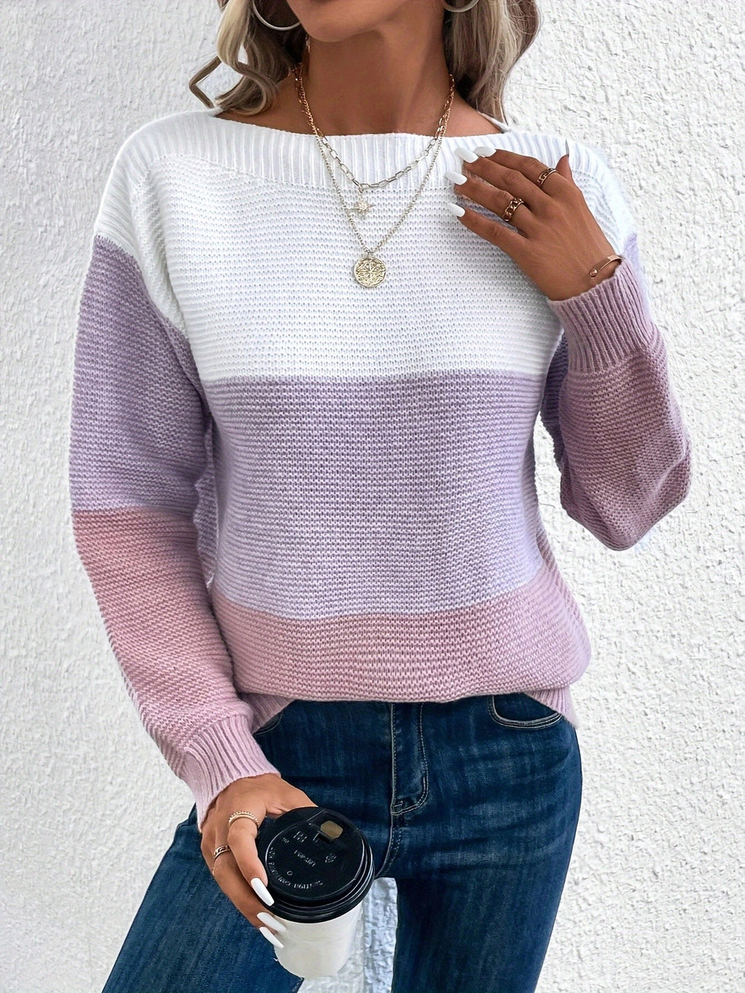 Meryem™ | Monochrome Blockstreifen Strickpullover