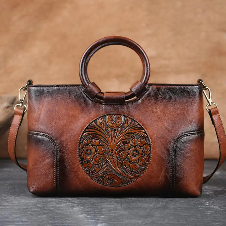 Heidi™ | Lederhandtasche mit Vintage-Prägung