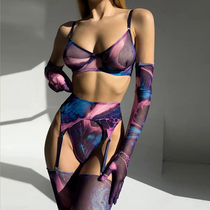 Silja™ | Künstlerisches Tie-Dye Mesh Dessous-Set