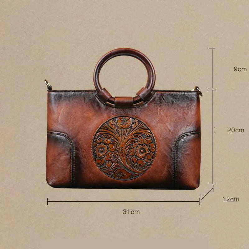 Heidi™ | Lederhandtasche mit Vintage-Prägung