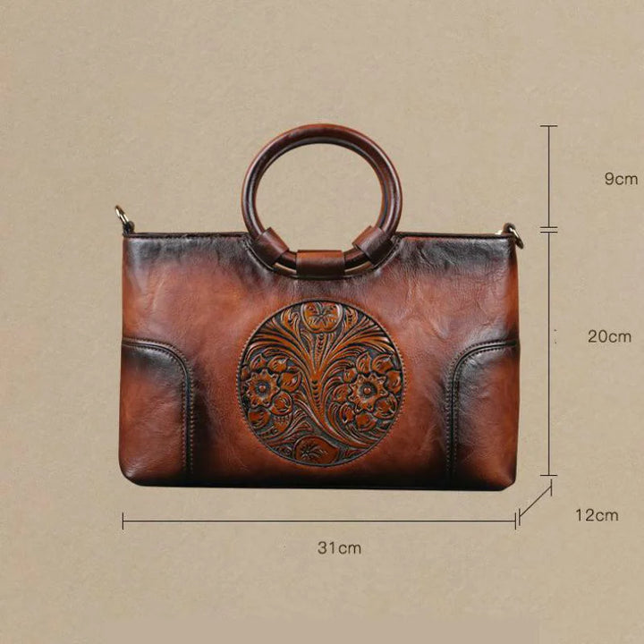 Heidi™ | Lederhandtasche mit Vintage-Prägung