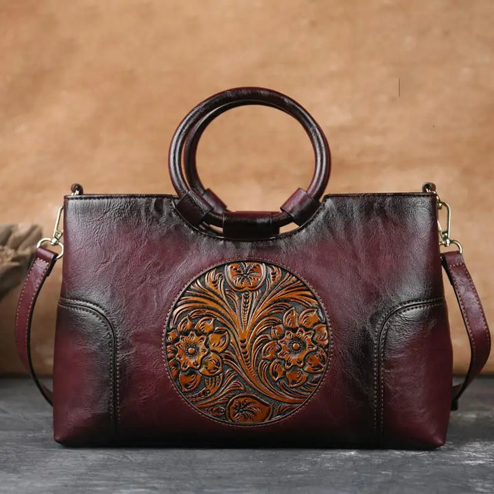 Heidi™ | Lederhandtasche mit Vintage-Prägung