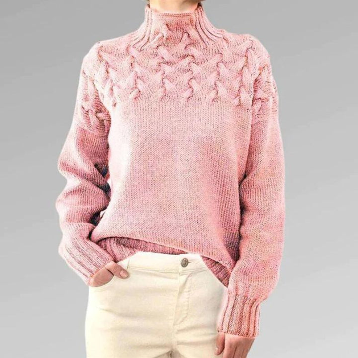 Babette™ | Gemütlicher Strickpullover mit Rollkragen und grobem Zopfmuster